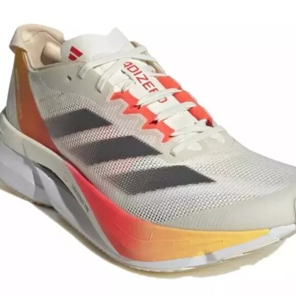 Adidas Adizero Boston 12 - Women`s Running Shoes Ivory Orange IG3325 New - Picture 2 of 9